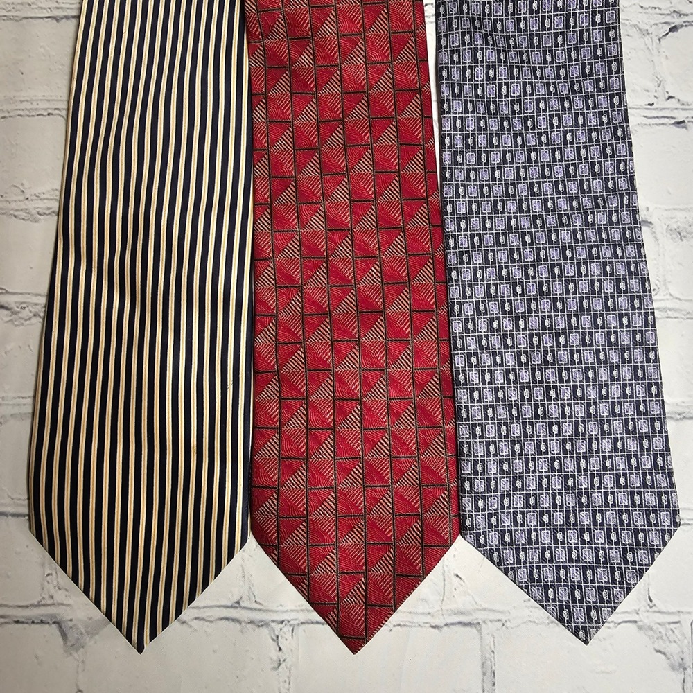 Laurant Benon‎ Paris Mens 100% Silk Necktie (Lot of 3) Multicolor